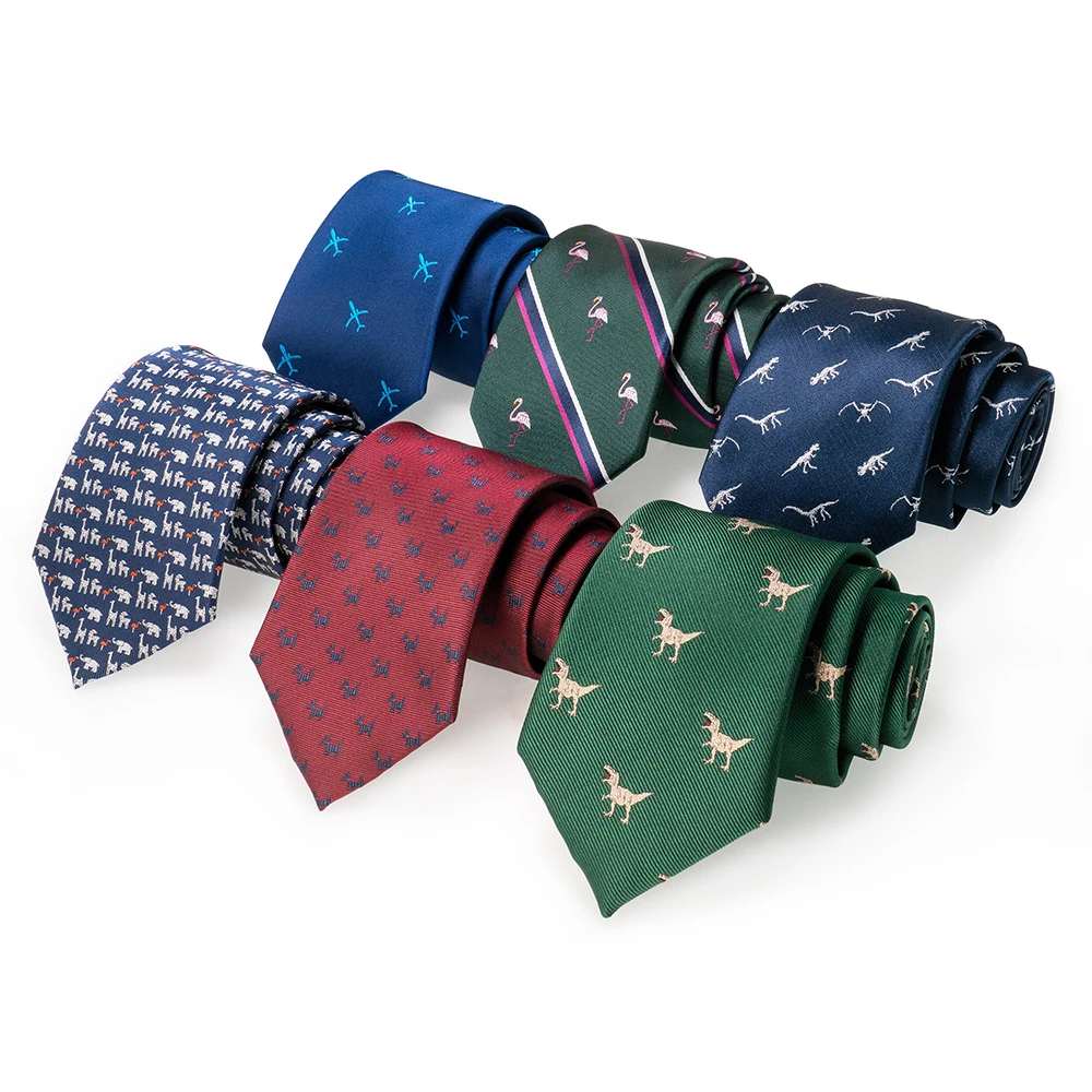 JEMYGINS 남성용 동물 넥타이, 실크 직조 넥타이, 만화 공룡 여우, 자카드, 패션 파티, 웨딩, 그라바타 선물, 새로운 디자인, 8cm