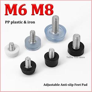 M6 M8 레벨링 발 나사 유형 PP 플라스틱 가구 테이블 의자 소파 다리 미끄럼 방지 피트 조정 가능한 레벨러베이스 볼트 패드