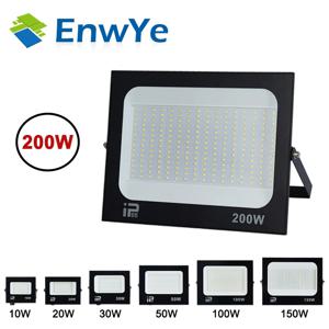 LED 홍수 빛 스포트라이트 AC220V 100W 200W IP66 방수 LED 블랙 쉘 정원 거리 게이트 벽 투광 조명