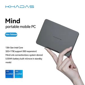 Khadas Mind 1 미니 PC(5.55Wh 배터리 포함) WiFi 6E, BT5.3, Mind Link, Windows 11 Home 32GB+1TB를 탑재한 초소형 인텔 데스크탑 컴퓨터
