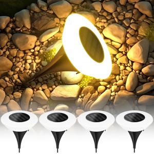 1/4PCS 태양광 실외 조명 14LED 방수 잔디 램프, 360 °   정원 마당 진입로 파티오 캠핑 여름 장식용 바닥 조명