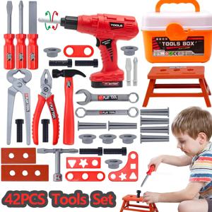 척 도구 키트 어린이 42PCS 세트 놀이 수리 도구 세트 유아 소년 소녀 어린이를위한 스크루 드라이버와 플라스틱 건설 장난감