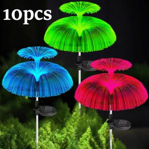 1-10pcs 7 색 변경 야외 램프 태양 해파리 조명 방수 통로 잔디 정원 장식 조명
