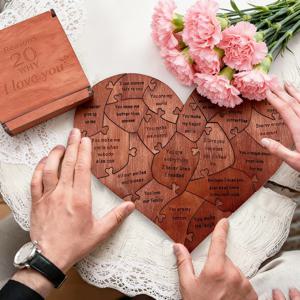 20가지 이유로 당신을 사랑합니다 퍼즐 각인 사랑 선물 홈 데코 감성적인 선물 맞춤 제작 어머니의 날 발렌타인데이 선물