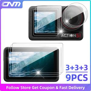 [9PCS] DJI Osmo Action 5 6 Pro 용 화면 보호기 울트라 클리어 강화 유리 카메라 렌즈 화면 보호 필름 액세서리 세트