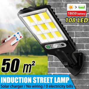 3개 세트 태양광 LED 벽등, 실외용 방수 IP65, 300W 동작 감지 램프, 108LED 초고휘도 보안 조명, 리모컨 포함 (정원, 마당, 차고용) 산책로, 파티오, 거리