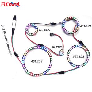 5050 픽셀 LED 원형 링 주소 지정 가능 RGB LED 모듈, 아두이노 라즈베리 파이용 DC 5V, 8 비트, 16 비트, 24 비트, 35 비트, 45 비트, 128 비트, WS2812B