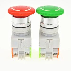 2pcs 10A 660V IP55 1NO 1NC 버섯형 헤드 자동 잠금 비상 정지 푸시 버튼 푸시버튼 스위치 22mm LAY7 (PBCY090) LAY37