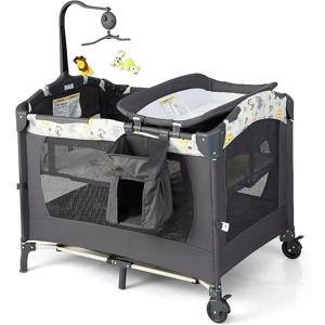 휴대용 아기 침대 보육 센터 접이식 여행 놀이터, 배시넷 매트리스 장난감, 신생아용 테이블 변경, 4 in 1