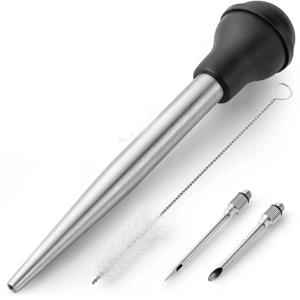 A72P 터키 Baster 요리 식품 등급 금속 터키 Baster 주사기 고기 바베큐 조미료 튜브 분리형 Needlesand