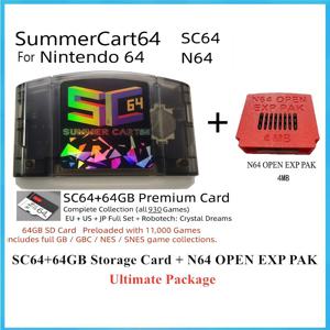 SC64 N64 플래시카트 SummerCart64 오픈 소스 게임 카드 64GB SD 내장 메뉴 및 커버 썸네일 N64 게임 콘솔 아날로그 3D