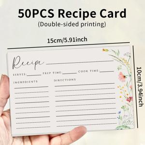 50pcs 양면 얼룩 방지 카드지 빈 두꺼운 레시피 노트 카드, 가족 메뉴 및 기록 주방 정보 분류