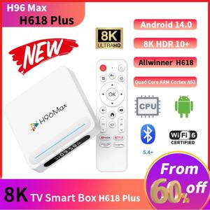 H313 업데이트 스마트 TV 박스 H96 MAX H618 PLUS 4GB 128GB 안드로이드 14 Wifi6 BT 5.4 쿼드 코어 8K 음성 보조 미디어 플레이어 TV 박스