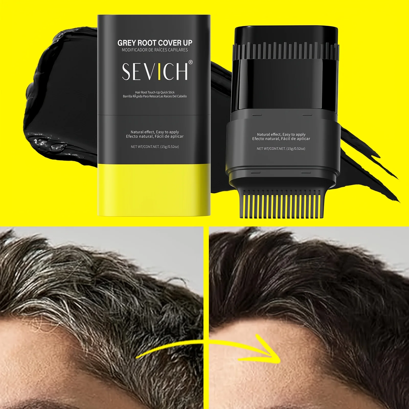 남성과 여성을위한 헤어 컬러 스틱은 회색 흰색 헤어 컨실러를 신속하게 커버 방수 헤어 라인 인스턴트 커버 헤어 염색 스틱