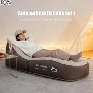 원클릭 자동 팽창식 의자, 야외 휴대용 캠핑 에어 소파 USB 충전 가족 여행용 에어 쿠션 침대