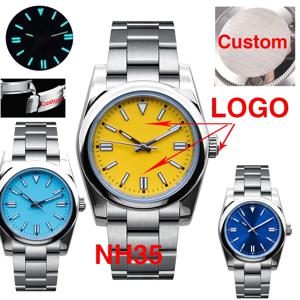 36/39mm 맞춤형 Relogio Masculino 맞춤형 로고 사파이어 크리스탈 자동식 남성용 시계 일본 NH35 Miyota 무브먼트 그린 루미 너스