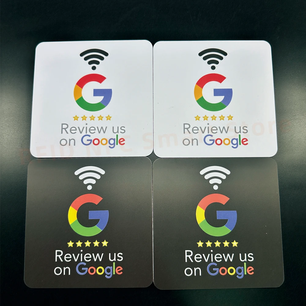 10*10cm NFC 테이블 스티커 Google 리뷰 스티커 PVC 13.56MHz 프로그래밍 가능 방수 Google 접착 NFC 태그에서 리뷰
