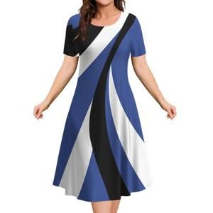 대형 여름 여성 짧은 소매 드레스 플러스 사이즈 9XL 여성의 느슨한 짧은 드레스 캐주얼 인쇄 패션 파티 드레스 2025