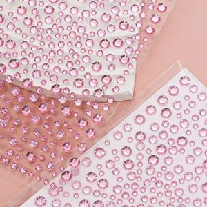 3/4/5mm 믹스 핑크 다이아몬드 페이스 아이 바디 라인 석 스티커 10*16cm 자기 접착제 반짝이 보석 문신 데칼 파티 축제