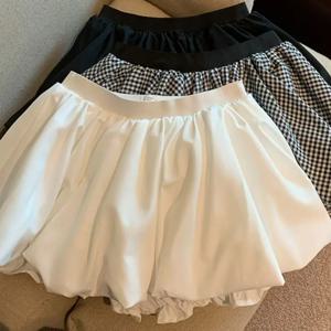 2025 신상 하이웨이스트 울트라 숏 페탈 하프 스커트 여성 여름 미니 사이즈 하이웨이스트 A라인 안티라이트 케이크 스커트 폴리에스터 섬유