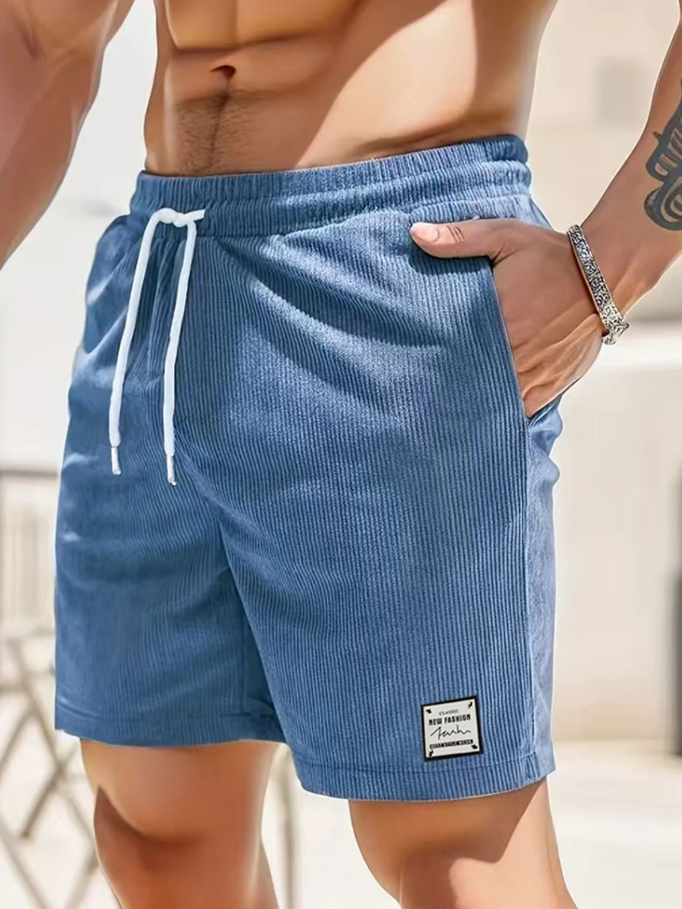 남성 반바지, 코듀로이, 캐주얼 5부 비치, 스트릿, 청소년, 루즈하고 편안한, 학생 바지
