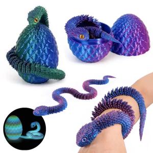 3D 프린팅된 뱀과 알 관절 가동성 시뮬레이션 뱀 장식품 데스크탑 홈 동물 장식 어린이 데스크탑 액세서리