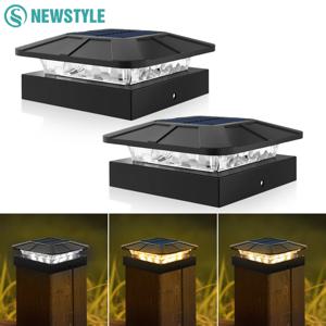 4x4인치 태양광 기둥 캡 조명, 3가지 모드 방수 울타리 조명, 데크 마당 정원 파티오 외부 장식용 태양열 조명