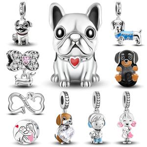 925 스털링 실버 귀여운 강아지 나비 카피발라 문어 참 비즈 오리지널 팬 팔찌 뱅글 고품질 DIY 쥬얼리