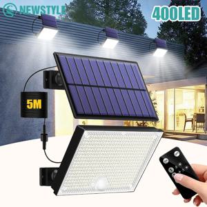 태양광 모션 감지등 400LED 태양열 벽등 3가지 모드 방수 투광등 정원 현관 마당