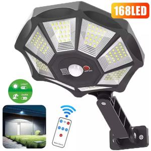 야외 태양광 투광 조명 168LED 모션 센서 IP65 방수 팔각형 디자인 황혼에서 새벽까지 360 °   조정 가능한 주차장 조명