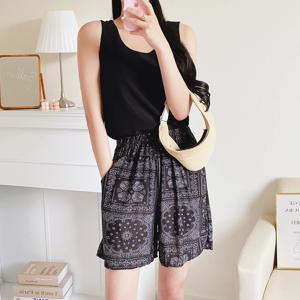 [알리_썸머특가] 파라고나 남여공용 커플 홈웨어 냉장고 5부 밴드 반바지_페이즐리