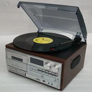 2025 뉴 레트로 비닐 다기능 레코드 플레이어 턴테이블 3단 속도 축음기 AM/FM 라디오 CD/카세트 포함