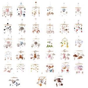 나무 아기 딸랑이 부드러운 펠트 만화 곰 구름 별 달 모양 침대 벨 모빌 아기 침대 우아한 벨 홀더 장난감 만들자