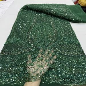 럭셔리 아프리카 레이스 원단 2026 고품질 스팽글 비즈 레이스 원단 나이지리아 웨딩용 프랑스 튤 레이스 원단