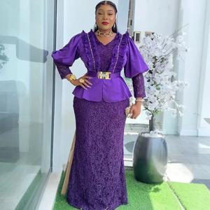 플러스 사이즈 아프리카 파티 드레스 여성용 다시키 안카라 레이스 웨딩 이브닝 가운 우아한 터키 무슬림 맥시 드레스 2025 신상