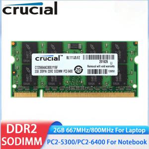 Crucial Memoria 노트북 RAM DDR2 2GB 4GB(2x2GB) 667MHz 800MHz 메모리 SODIMM PC2-5300 PC2-6400 노트북용 비 ECC 버퍼링되지 않음