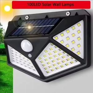 야외 태양 램프 100 LED 벽 조명 PIR 모션 센서 태양 전원 햇빛 가로등 정원 장식 ​