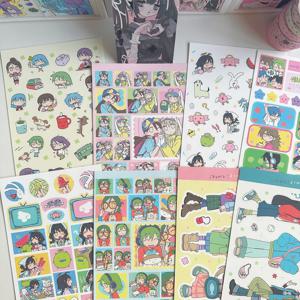 1/8PCS 한국어 귀여운 소녀 스티커 Kawaii 만화 캐릭터 스티커 핸드 계정 플래너 일기 노트 DIY 장식 스티커