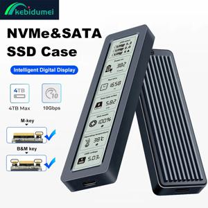 M.2 SSD 케이스 NVME SATA SSD 외장 케이스 10Gbps M.2 to USB Type C 지능형 디지털 디스플레이 외장 SSD 박스 어댑터 UASP 지원