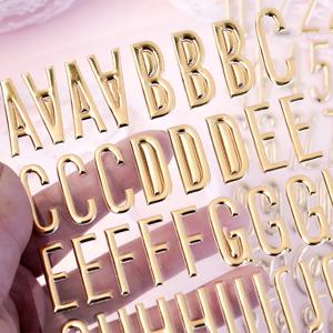 3장 3D 금색 입체 글자 숫자 스티커, DIY 공예, 스크랩북 장식용 자가 접착 스티커