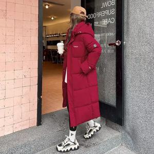 2025 솔리드 롱 다운 파카 여성용 후드 코튼 패딩 재킷 겨울 외투 패션 두꺼운 따뜻한 푸퍼 코트 여성용