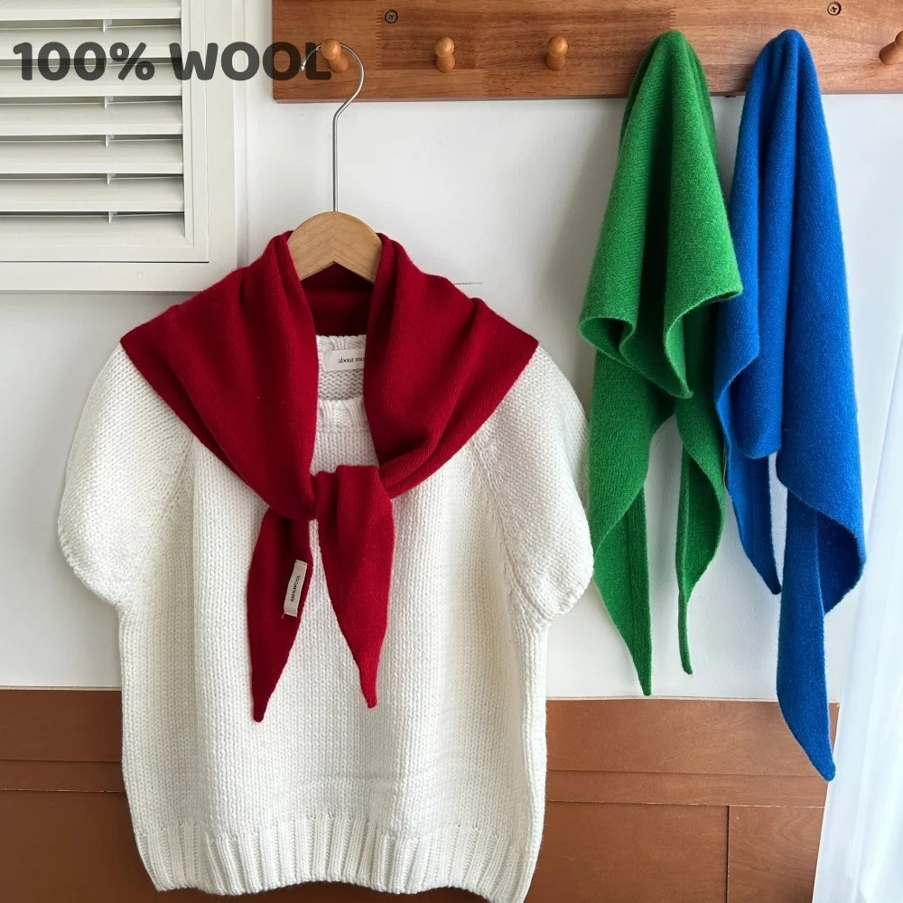 100% 울 겨울 스카프 여성용 따뜻한 삼각형 니트 스카프 히잡 솔리드 여성 숄 랩 여성 파시미나 반다나 헤드 스카프 신상품