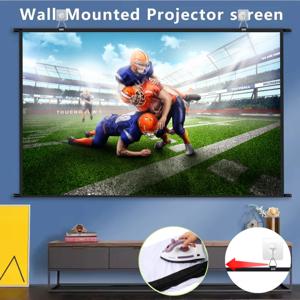 XIAOHUI 벽걸이형 프로젝터 스크린 16:9 비율 야외 사무실 홈 엔터테인먼트 휴대용 고화질 접이식 72-133인치