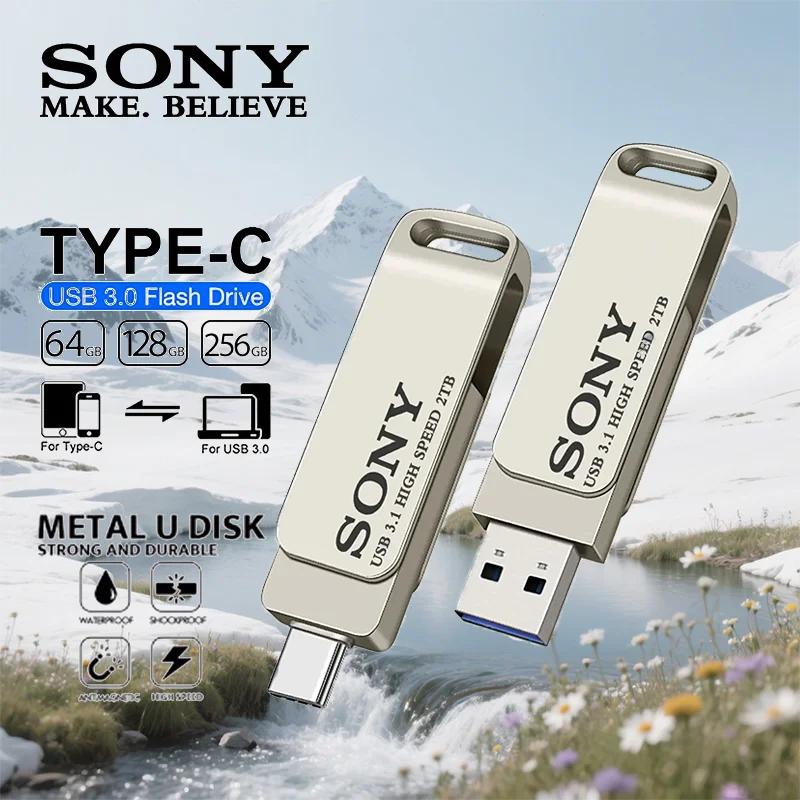 소니 고속 메탈 USB 플래시 드라이브 타입-C 2TB 1TB 512GB 256GB 휴대용 128GB 64GB 메모리 스틱 샤오미 폰용