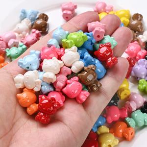 50개 랜덤 혼합 아크릴 비즈 컬러 만화 고양이 비즈 DIY 아기 이갈이 고리 체인 보석 선물 아기 용품