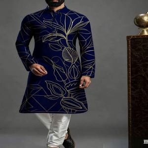 커틀 남성용 디지털 프린트 패턴이 있는 다양한 쿠르타 바르다, 패셔너블한 캐주얼 핏 레귤러 로브, 모든 경우에 적합
