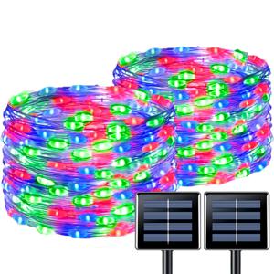 1개 태양광 스트링 라이트 야외 방수 LED 8가지 모드 크리스마스 요정 조명 파티오 마당 나무 정원 발코니 장식용
