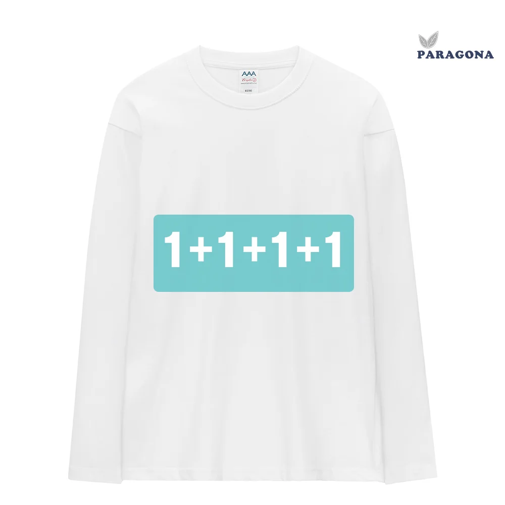 파라고나 4장 1세트 남여공용 순면 무지 흰티 라운드 긴팔 티셔츠 이너 레이어드티