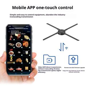 42cm 3D 홀로그램 팬 WIFI 리모컨 맞춤형 아이콘 DIY 비디오 로고 LED 네온 라이트 회전 디스플레이 광고 3D 홀로그램 프로젝터