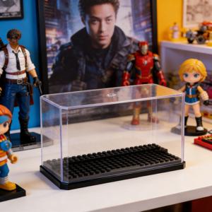 디스플레이 케이스 투명 선반 와이드 3단 박스(미니피규어용) - 소형 팝 피규어용 아크릴 보호대 - 투명 쇼케이스 보관함